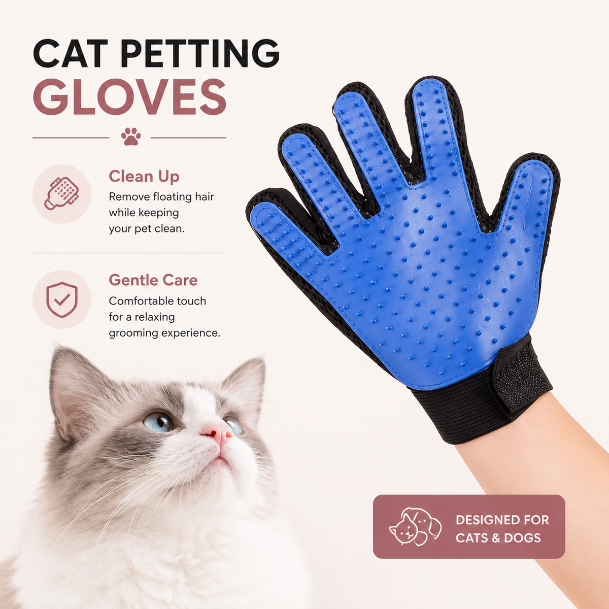 Gentle Pet Grooming Gloves