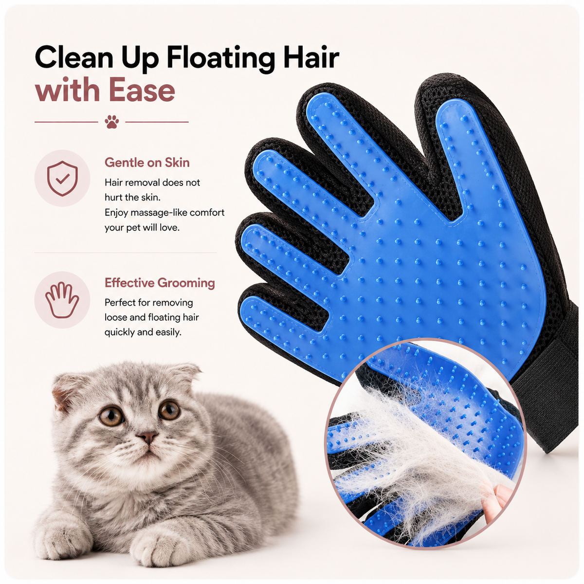 Gentle Pet Grooming Gloves