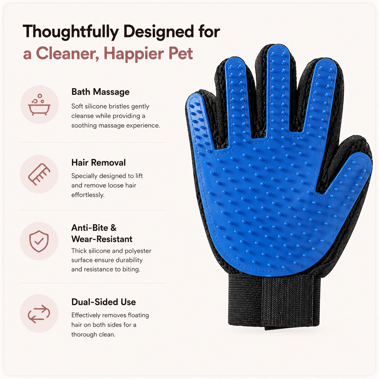 Gentle Pet Grooming Gloves