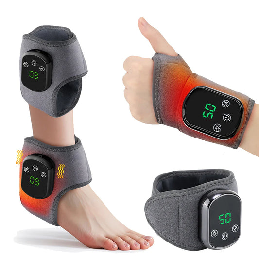 Wireless Electric Heating Wrist Massager 5 Levels Hot Compress 3 Levels Vibration Hand Massage Wrist Guard Band Support Belt